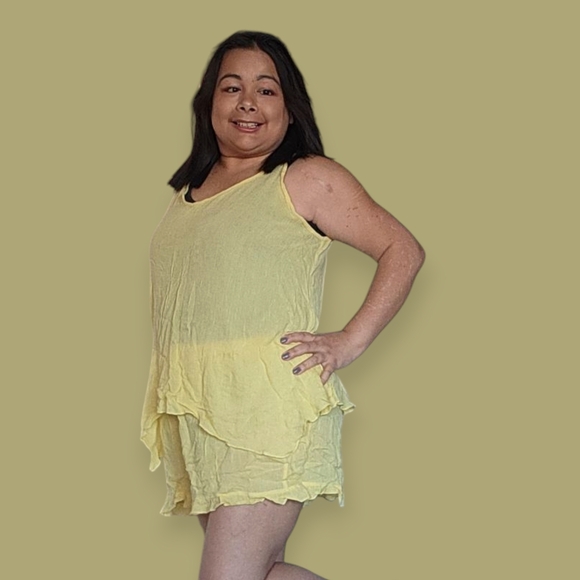 Womend XXL Sunny Yellow Sleeveless Top and Shorts Pajama Sey - Picture 3 of 10